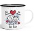 Emaille-Tasse Liebe verliebte Strichmännchem Spruch Ich Deins Du Meins Herz Geschenk Valentinstag Jahrestag Emaillebecher SpecialMe®preview