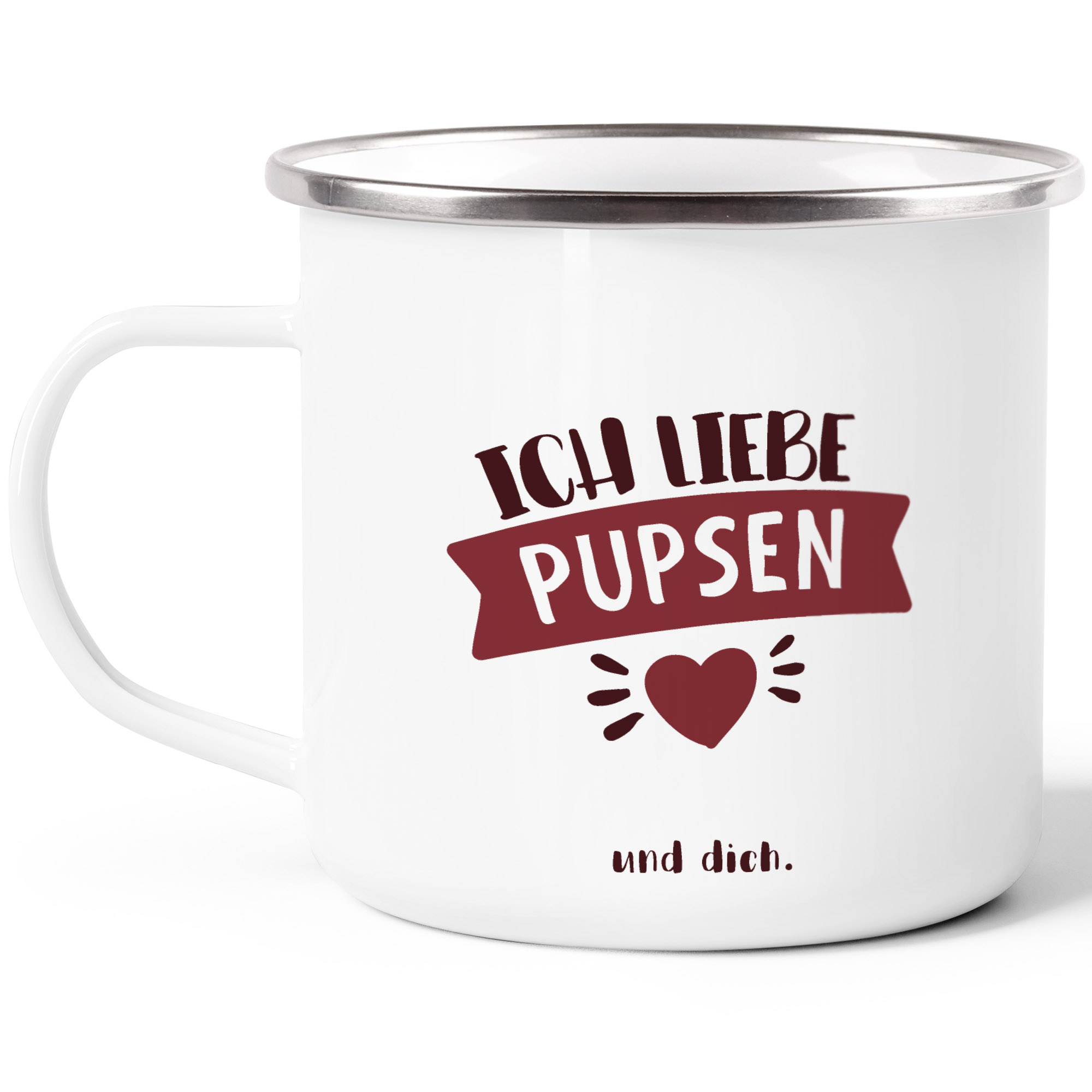 Moonworks Emaille Tasse „Wir Gegen Den Rest Der Welt“ Mit Löwen-Pärchen – Robust, 300 Ml, Beidseitig Bedruckt