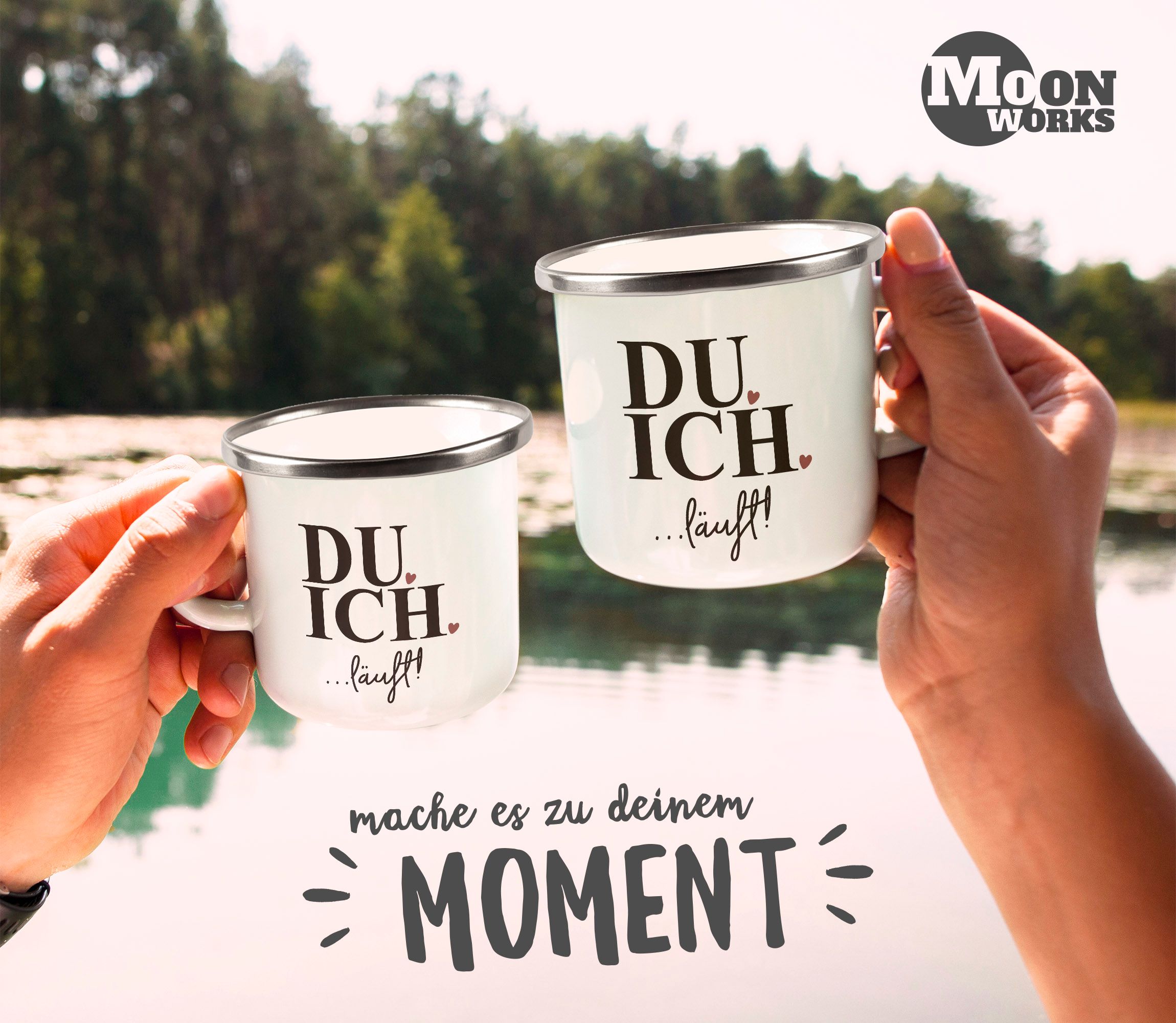 EmailleTasse mit Spruch Du Ich läuft LiebesGeschenk Partner Freundin