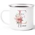 Emaille-Tasse Name Initiale Blumen Eukalyptus Floral Monogramm personalisierte Geschenke SpecialMe®preview