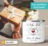 Emaille-Tasse personalisiert mit Namen und Datum Hände Herz Spruch Liebe Geschenk Jahrestag Valentinstag SpecialMe®preview