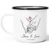 Emaille-Tasse personalisiert mit Namen und Datum Motiv Hände Herz Geschenk Partner Mann Frau Liebe SpecialMe®preview