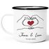 Emaille-Tasse personalisiert mit Namen und Datum Motiv Hände Herz Geschenk Partner Mann Frau SpecialMe®preview