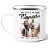 Emaille-Tasse Wandern Spruch Uns reichts, wir gehen wandern personalisiert mit Namen und Haustier Hunde SpecialMe®preview