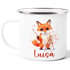Emailletasse Kinder Eule Fuchs Hobby Lesen Malen Wunschname personalisiert Geschenk Leseratte Bücherwurm SpecialMe®preview