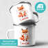 Emailletasse Kinder Eule Fuchs Hobby Lesen Malen Wunschname personalisiert Geschenk Leseratte Bücherwurm SpecialMe®preview