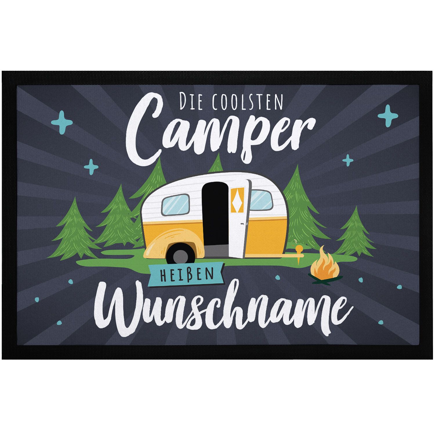 CAMPERVAN-STORE dekorative Camping Fußmatte mit Wohnmobil Motiv und Namen  personalisiert, Camper Fußmatte, Let the Adventure Begin, Camping Zubehör,  rutschfest, 40x50cm, waschbar : : Handmade Produkte
