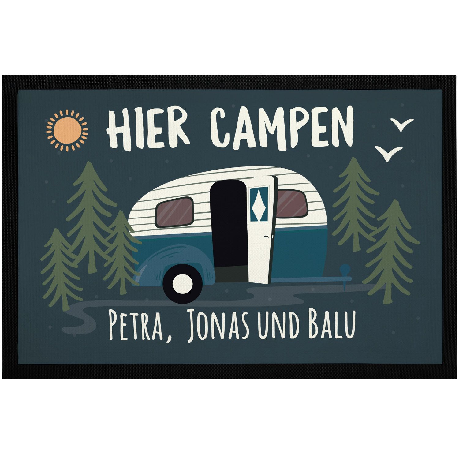 Fußmatte Camping personalisiert Namen Familie Geschenke für Camper Wohnwagen rutschfest & waschbar SpecialMe®