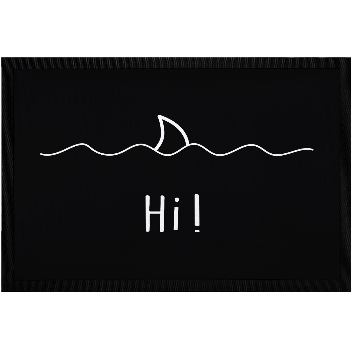 Fußmatte mit Spruch Begrüßung Hi Hai-Fisch Flosse Wellen ironisches Wortspiel rutschfest & waschbar Moonworks®