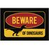 Fußmatte mit Spruch Beware of Dinosaurs T-Rex Tyrannosaurus Achtung Dino rutschfest & waschbar Moonworks®preview
