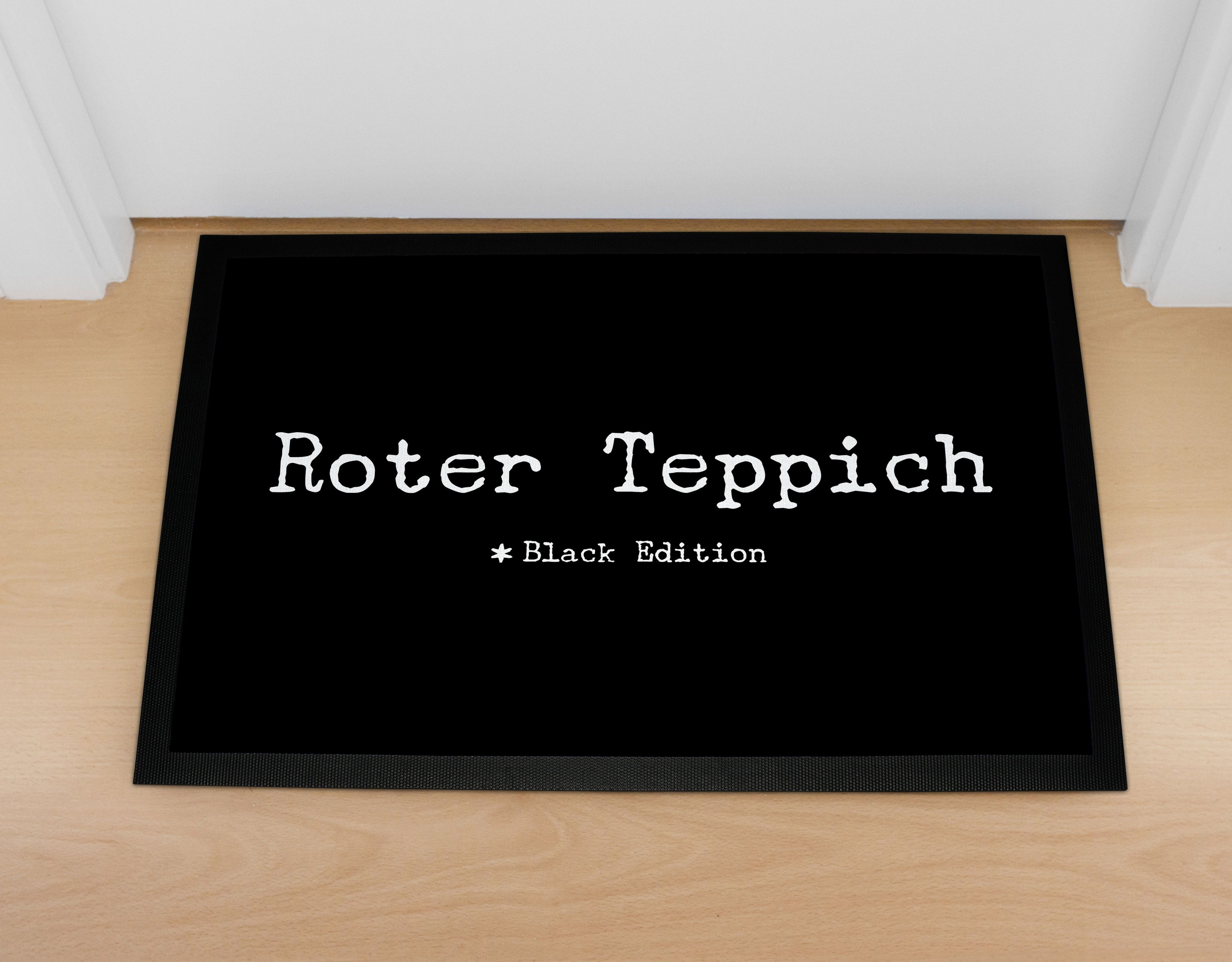 Fußmatte mit Spruch lustig roter Teppich Black Edition rutschfest