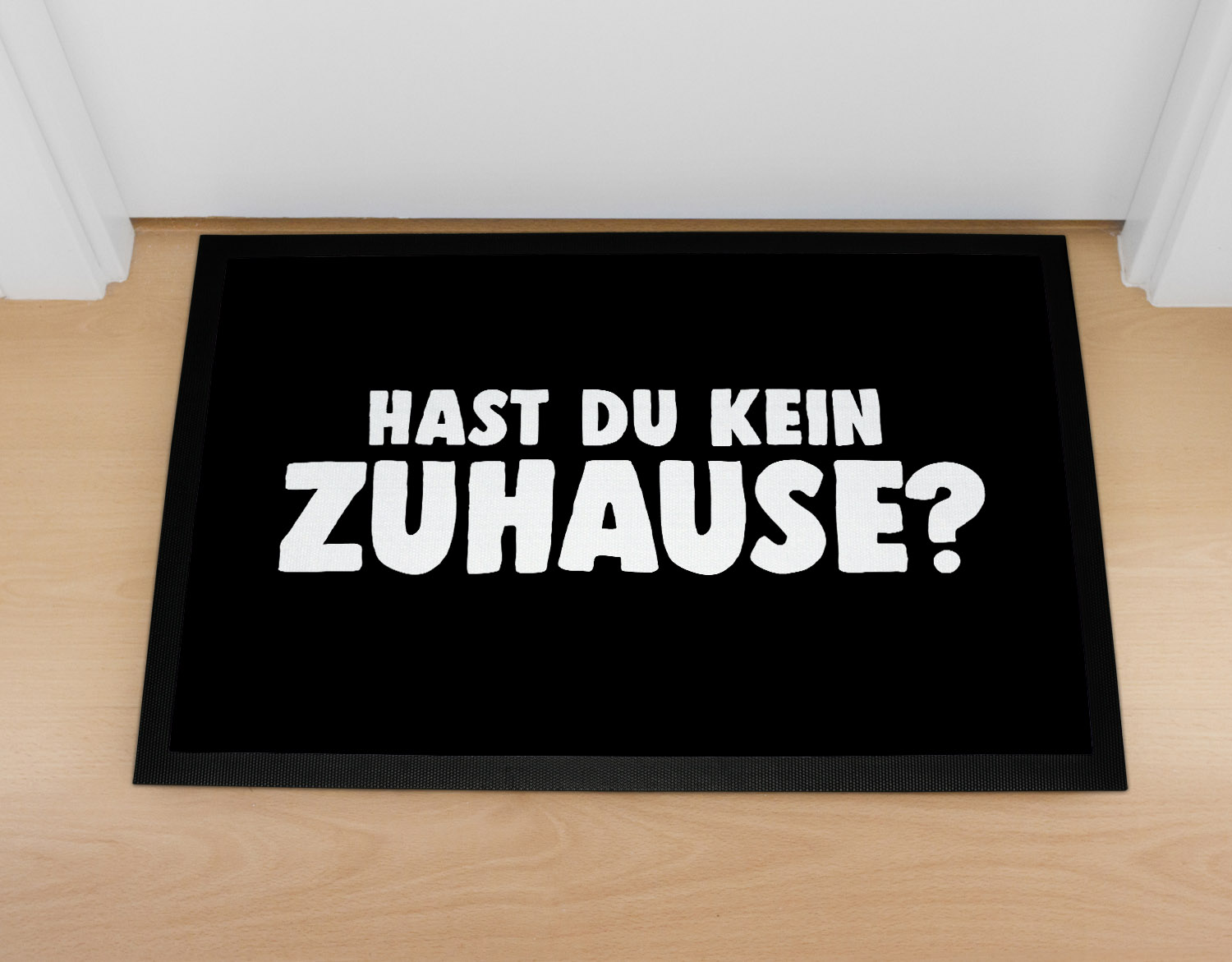MoonWorks Fußmatte 'Die Ganze Welt Ist Ein Irrenhaus' – 60x40 Cm, Rutschfest, Waschbar, Schwarz