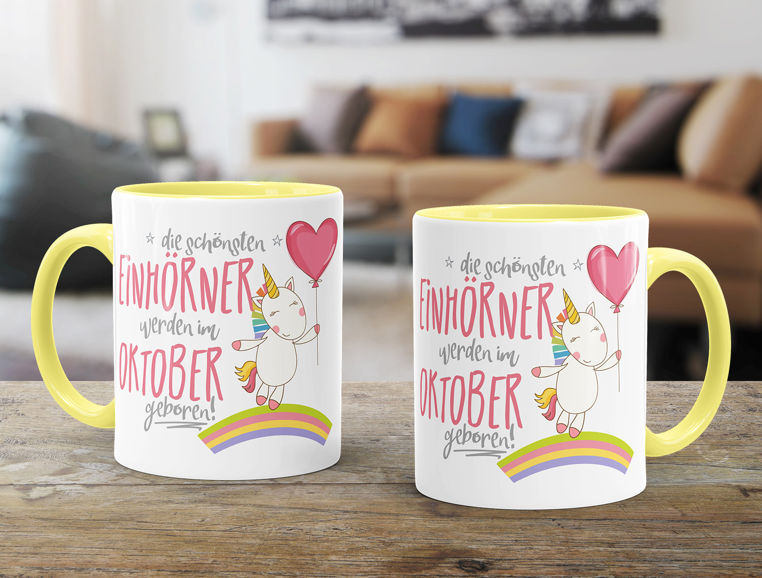 MoonWorks Geschenk-Tasse „Die Schönsten Einhörner Werden Im August Geboren“ – Weiß, 375 Ml, Spülmaschinenfest