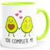 Geschenk-Tasse Liebe Avocado You complete me Kaffeetasse Teetasse Keramiktasse MoonWorks®preview