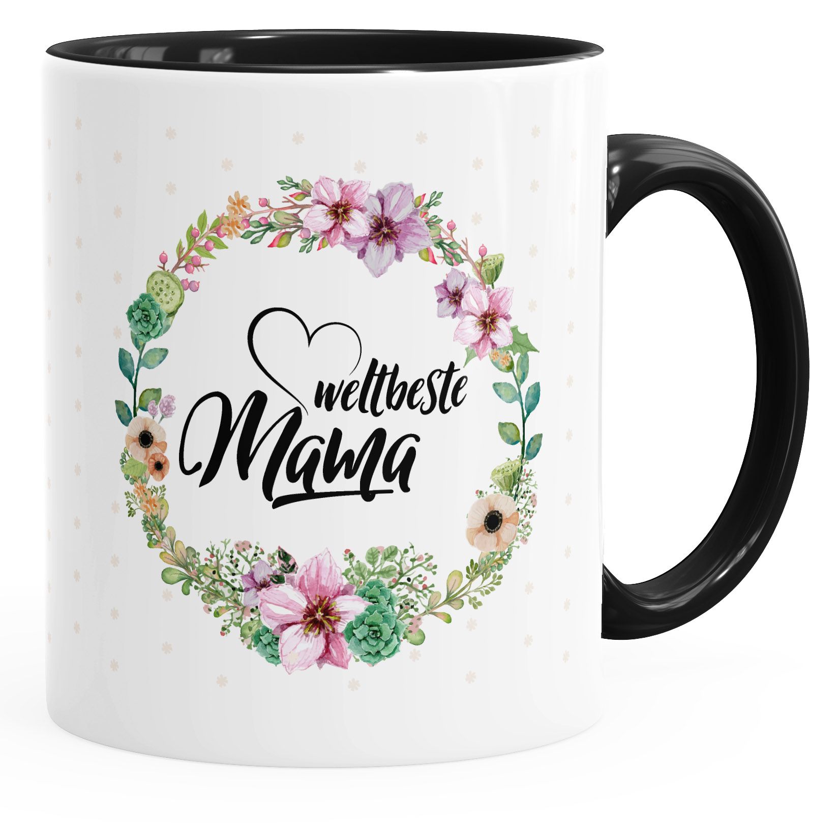 Geschenk-Tasse Weltbeste Mama Geschenk Mutter Muttertag Tasse Blumen Innenfarbe MoonWorks®