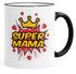 Geschenk-Tasse zum Muttertag Super Mama Krone Herz Kaffee-Tasse Farbkante MoonWorks®preview