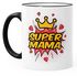 Geschenk-Tasse zum Muttertag Super Mama Krone Herz Kaffee-Tasse Farbkante MoonWorks®preview