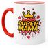 Geschenk-Tasse zum Muttertag Super Mama Krone Herz Kaffee-Tasse Farbkante MoonWorks®preview