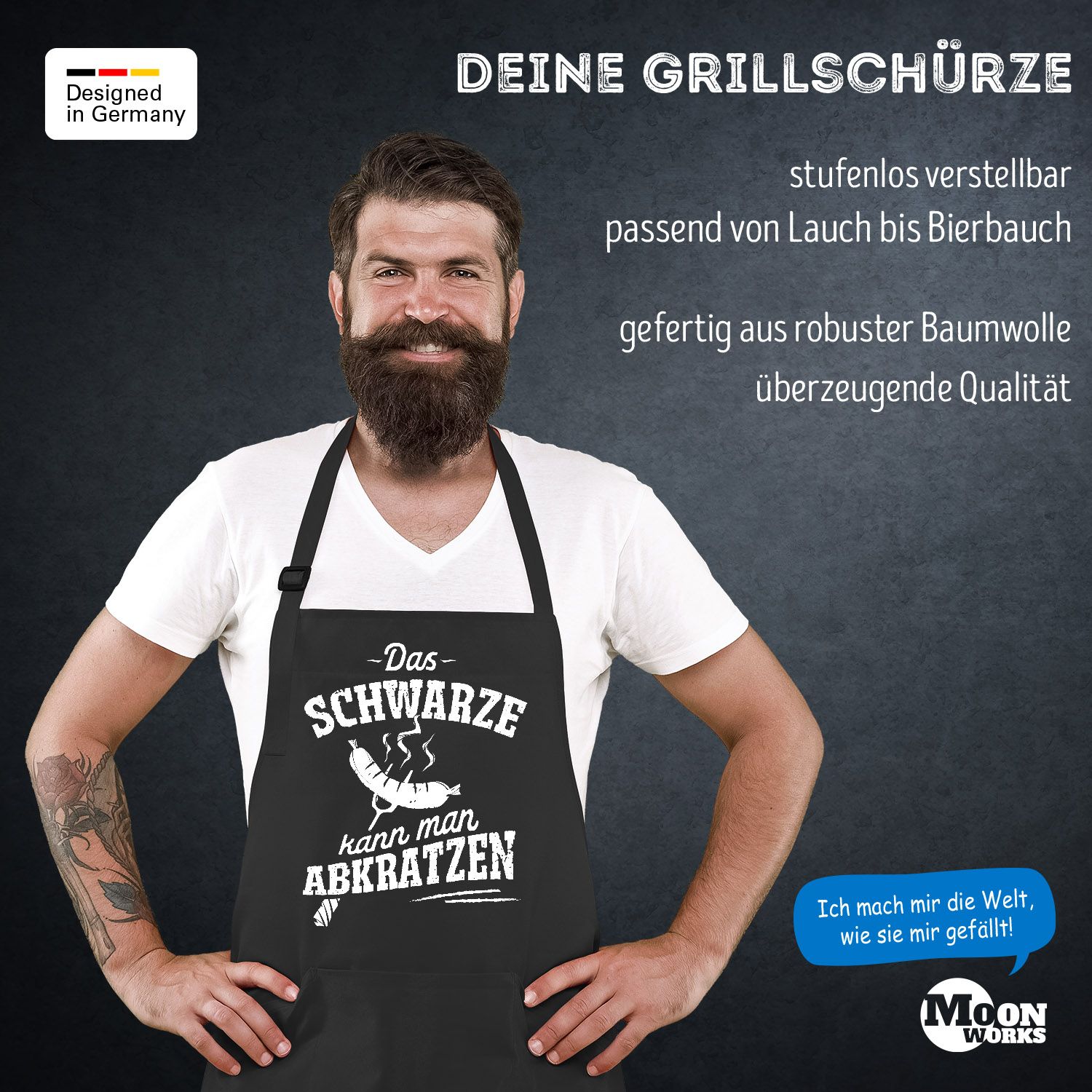 GrillSchürze für Männer mit Spruch Das Schwarze kann man abkratzen