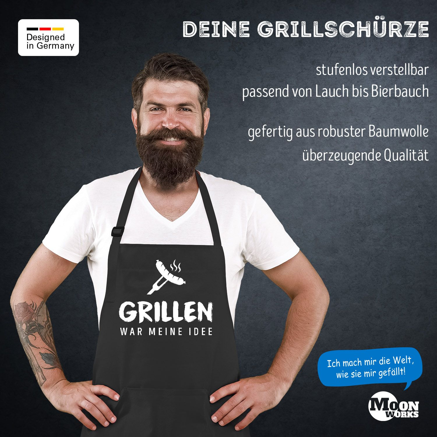 GrillSchürze für Männer mit Spruch Grillen war meine Idee Spruch