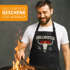Grillschürze für Männer mit Spruch Grillmeister Flammen Kochschürze Herren für BBQ Schürze Baumwolle MoonWorks®preview