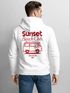 Herren Backprint Hoodie Sunset Beach Club | Kapuzensweatshirt mit Van-Motiv & Retro Surf Design Summer Streetwear Neverless®preview