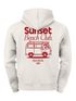 Herren Backprint Hoodie Sunset Beach Club | Kapuzensweatshirt mit Van-Motiv & Retro Surf Design Summer Streetwear Neverless®preview