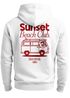 Herren Backprint Hoodie Sunset Beach Club | Kapuzensweatshirt mit Van-Motiv & Retro Surf Design Summer Streetwear Neverless®preview