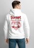 Herren Backprint Hoodie Sunset Beach Club | Kapuzensweatshirt mit Van-Motiv & Retro Surf Design Summer Streetwear Neverless®preview