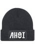 Herren Beanie Ahoi Patch Strickmütze Spruch Aufdruck Lustig Mütze Männer Maritim Streetwear Moonworks®preview