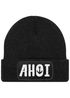 Herren Beanie Ahoi Patch Strickmütze Spruch Aufdruck Lustig Mütze Männer Maritim Streetwear Moonworks®preview