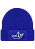 Herren Beanie mit Patch Strickmütze  Aufdruck Boot Design Maritim Lustig Mütze Männergeschenk für Bootsliebhaber  Moonworks®preview