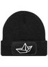 Herren Beanie mit Patch Strickmütze  Aufdruck Boot Design Maritim Lustig Mütze Männergeschenk für Bootsliebhaber  Moonworks®preview