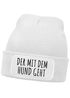 Herren Beanie mit Patch Strickmütze Gassi gehen Spruch Aufdruck Lustig Mütze Männer Geschenk Hundebesitzer Moonworks®preview