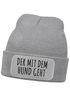 Herren Beanie mit Patch Strickmütze Gassi gehen Spruch Aufdruck Lustig Mütze Männer Geschenk Hundebesitzer Moonworks®preview