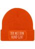 Herren Beanie mit Patch Strickmütze Gassi gehen Spruch Aufdruck Lustig Mütze Männer Geschenk Hundebesitzer Moonworks®preview