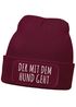 Herren Beanie mit Patch Strickmütze Gassi gehen Spruch Aufdruck Lustig Mütze Männer Geschenk Hundebesitzer Moonworks®preview