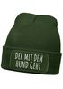 Herren Beanie mit Patch Strickmütze Gassi gehen Spruch Aufdruck Lustig Mütze Männer Geschenk Hundebesitzer Moonworks®preview