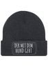 Herren Beanie mit Patch Strickmütze Gassi gehen Spruch Aufdruck Lustig Mütze Männer Geschenk Hundebesitzer Moonworks®preview