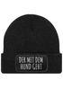 Herren Beanie mit Patch Strickmütze Gassi gehen Spruch Aufdruck Lustig Mütze Männer Geschenk Hundebesitzer Moonworks®preview
