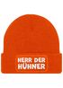 Herren Beanie mit Patch Strickmütze mit it Spruch Herr der Hühner lustig Geschenk für Hühnerbauer Hühnerhaltung Geflügelhof Moonworks®preview