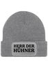 Herren Beanie mit Patch Strickmütze mit it Spruch Herr der Hühner lustig Geschenk für Hühnerbauer Hühnerhaltung Geflügelhof Moonworks®preview
