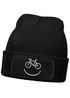 Herren Beanie mit Patch Strickmütze mit Spruch Aufdruck Fahrrad Smile Lustig Mütze Männer Moonworks®preview