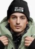 Herren Beanie mit Patch Strickmütze mit Spruch Ist mir egal Statement Aufdruck Lustig Mütze Männer Moonworks®preview