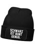 Herren Beanie mit Patch Strickmütze mit Spruch Schwarz ist bunt genug Aufdruck Lustig Mütze Männer Moonworks®preview