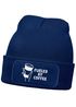 Herren Beanie mit Patch Strickmütze Spruch Fueled by Coffe Aufdruck Lustig Mütze Geschenk Kaffeetrinker Männer Moonworks®preview