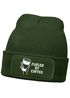 Herren Beanie mit Patch Strickmütze Spruch Fueled by Coffe Aufdruck Lustig Mütze Geschenk Kaffeetrinker Männer Moonworks®preview