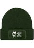 Herren Beanie mit Patch Strickmütze Spruch Fueled by Coffe Aufdruck Lustig Mütze Geschenk Kaffeetrinker Männer Moonworks®preview