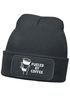 Herren Beanie mit Patch Strickmütze Spruch Fueled by Coffe Aufdruck Lustig Mütze Geschenk Kaffeetrinker Männer Moonworks®preview