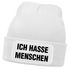Herren Beanie mit Patch Strickmütze Spruch Sarkasmus Statement Ich hasse Menschen Aufdruck Lustig Mütze Männer Moonworks®preview